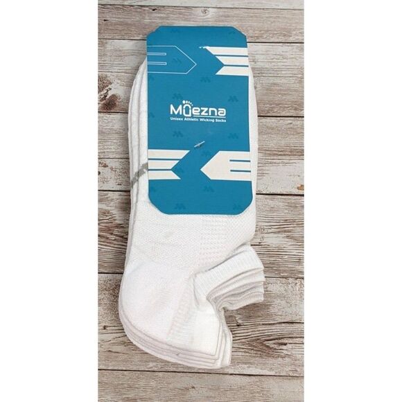 Muezna Unisex Adult Sz M White Non Slip Shockproof Cushion Low Cut Running Socks - Picture 1 of 6
